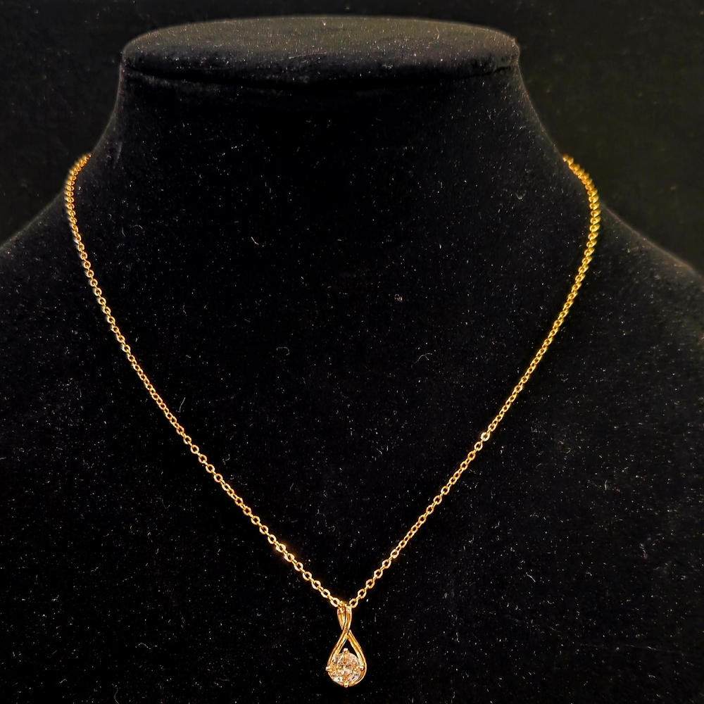 Certified 2 Carat Moissanite 18k Gold Plated Over Sterling Silver Necklace - Picture 4 of 13